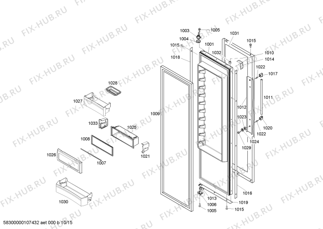 Схема №15 KBUDT4850A 48" SXS REFRIG (SS) DESIGNER HDL с изображением Внешняя дверь для электропосудомоечной машины Bosch 00242926